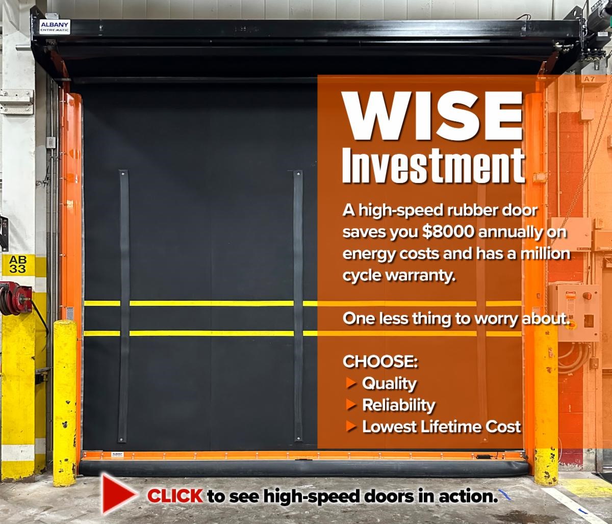 High Speed Albany Door Installed, with the following text
