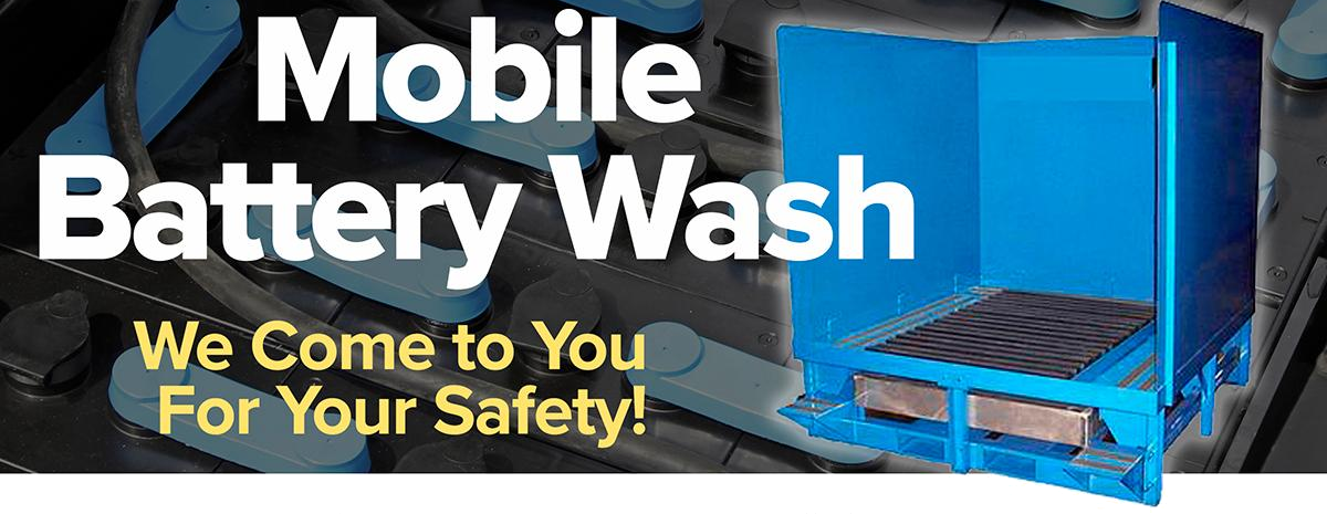 Mobile Battery Wash - We come to you for your safety [photo of battery wash tub